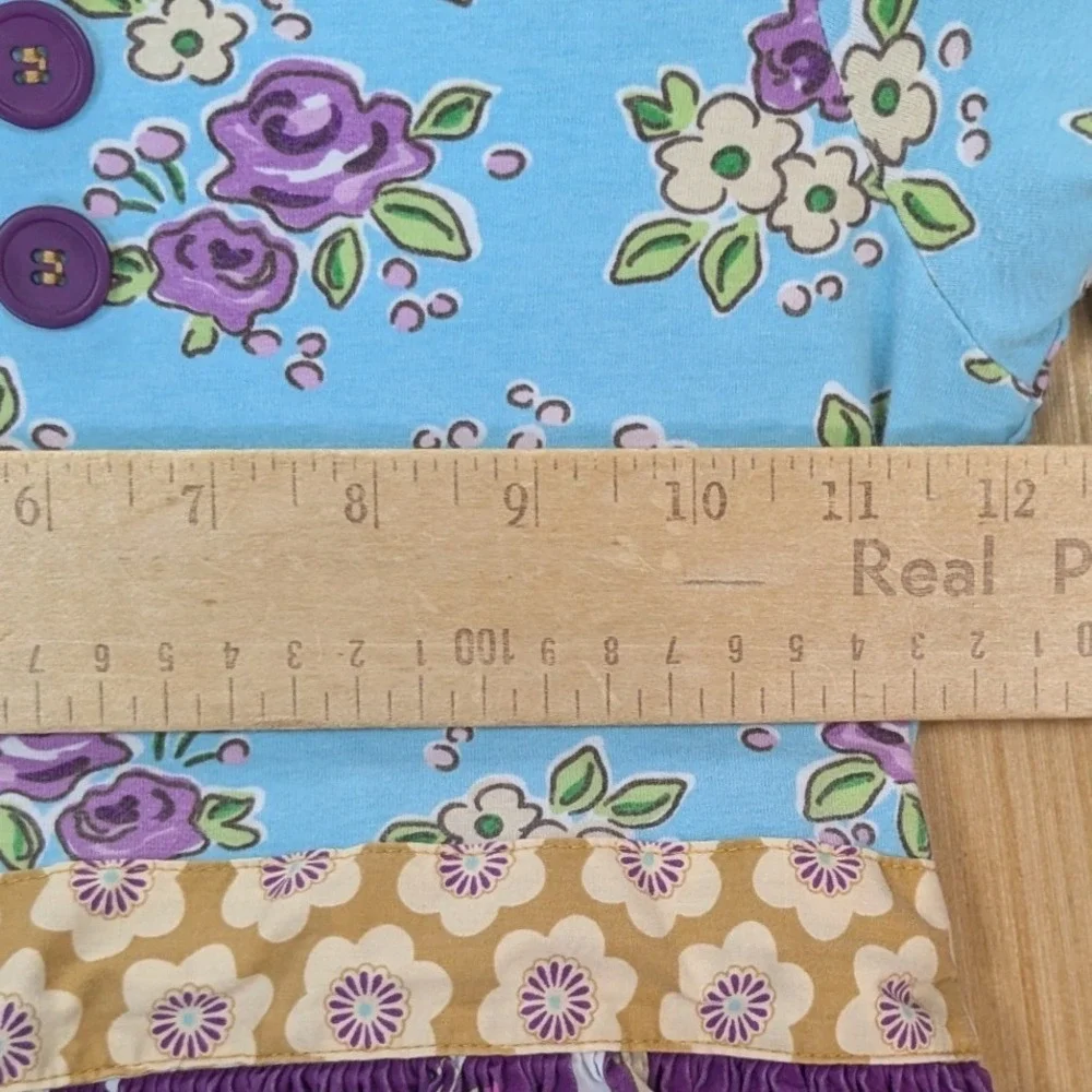 Eleanor Rose Girls‎ Unicorn Whimsical Floral Dress Purple Blue 6-7 Long Sleeve